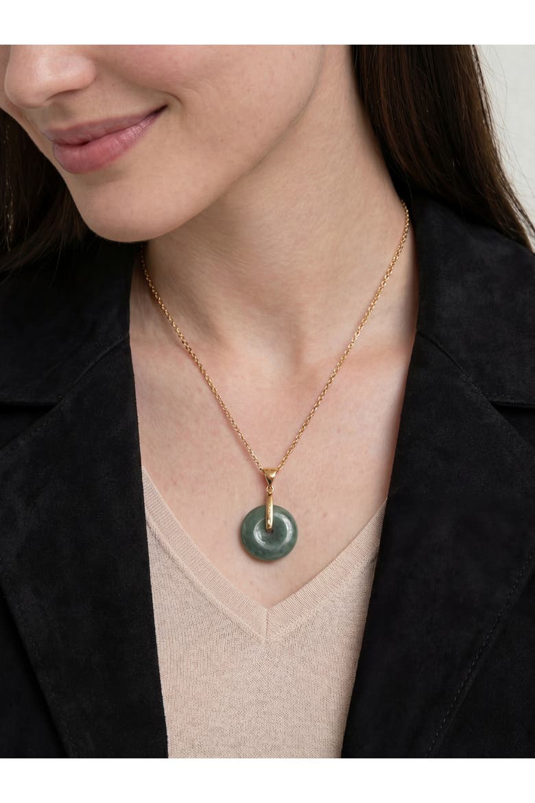Button Jade pendant necklace, Alternate, color, Light green