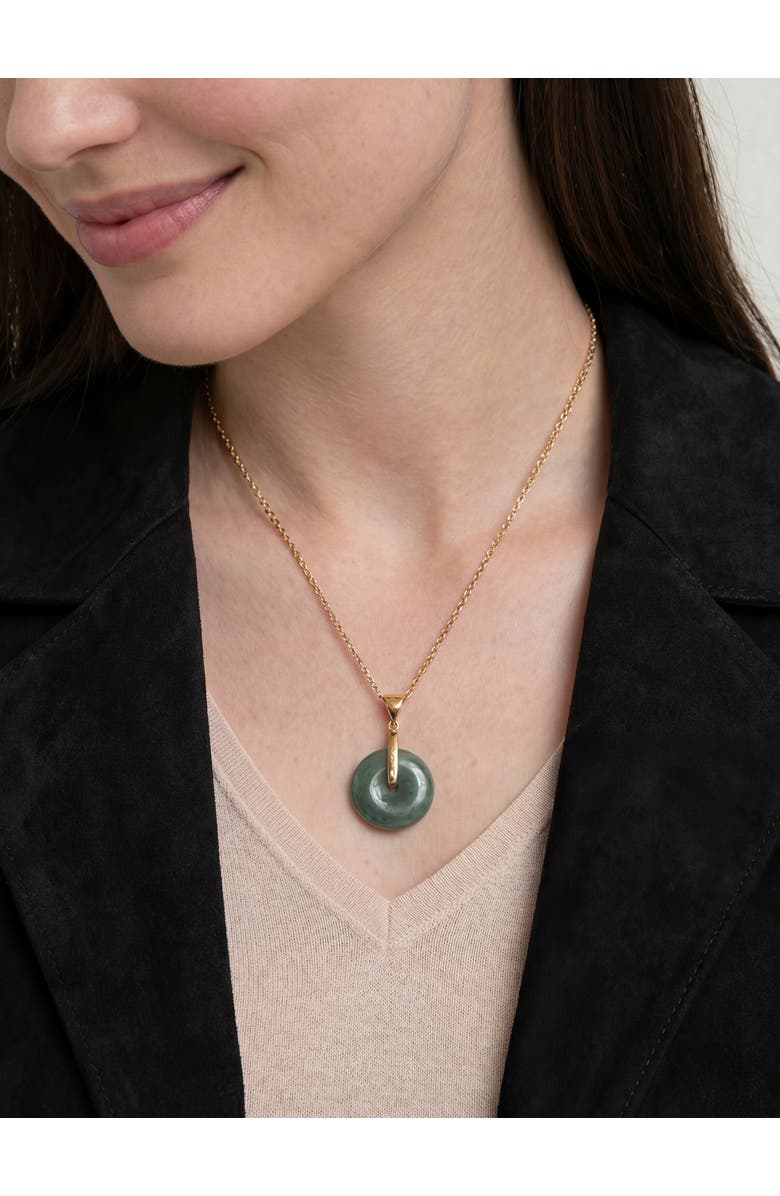 seree Button Jade pendant necklace, Alternate, color, Light Green