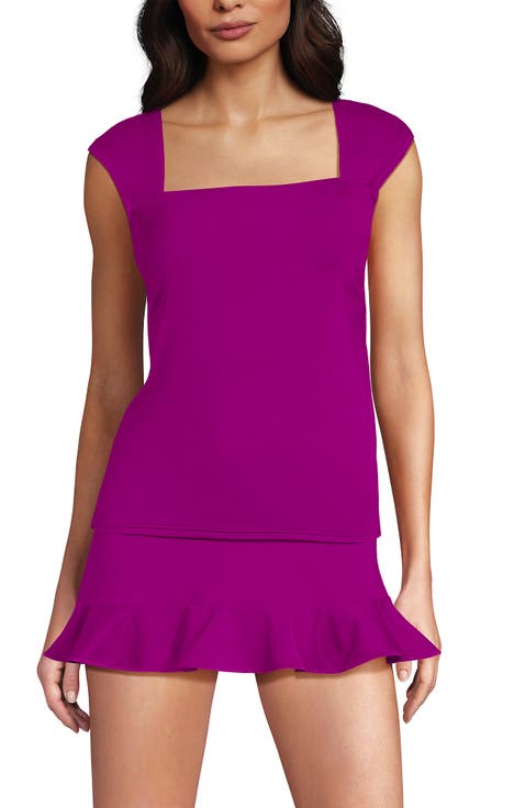 Womens Square Neck Underwire Square Back Tankini Swimsuit Top