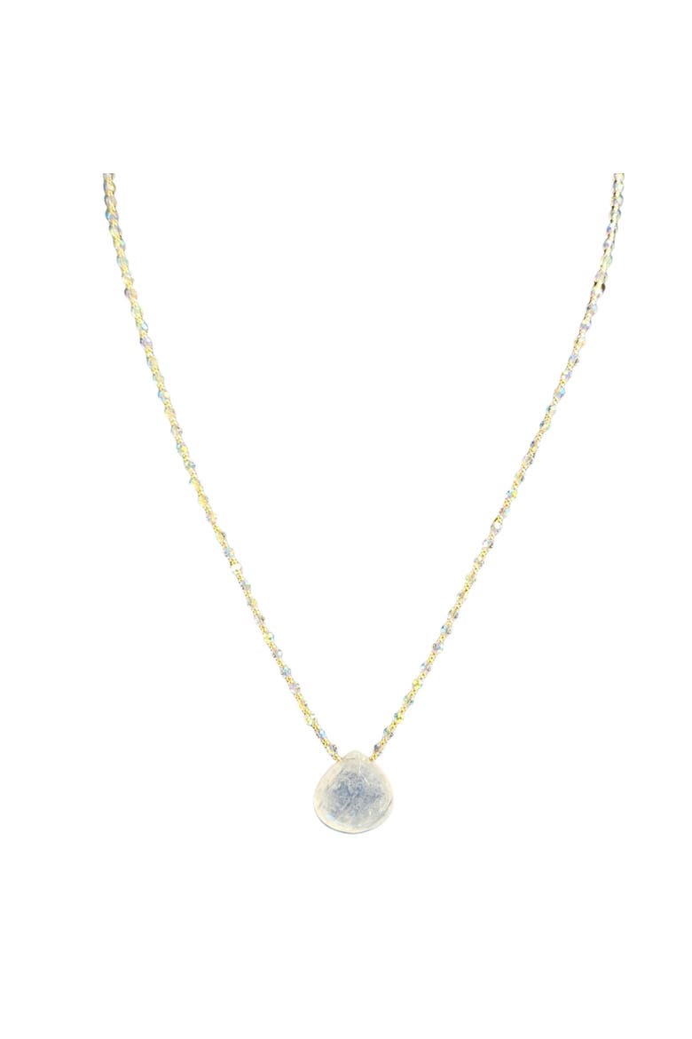 Luminous Moonstone Necklace with Mixed Metallic Accents, Main, color, White