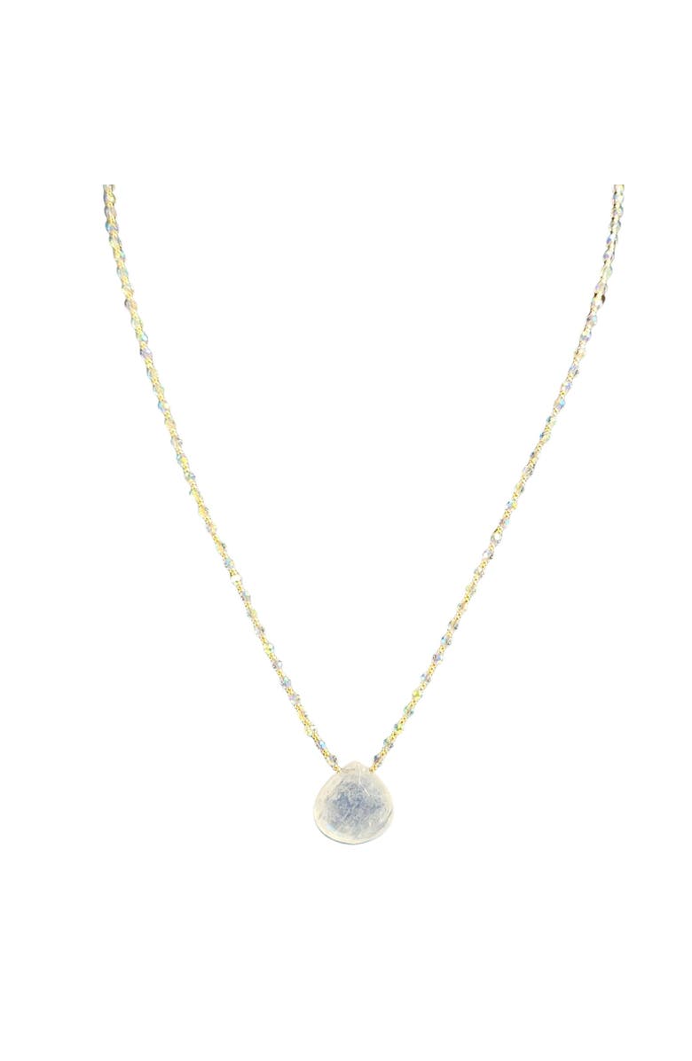 MADISON BEVERLY HILLS Luminous Moonstone Necklace with Mixed Metallic Accents, Main, color, White