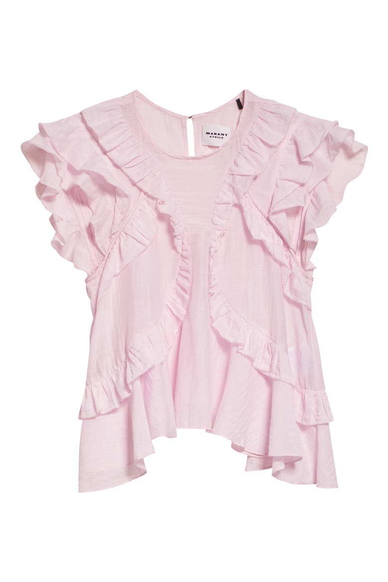 Nalou Ruffle Detail Sleeveless Cotton Blend Top, Alternate, color, LIGHT PINK