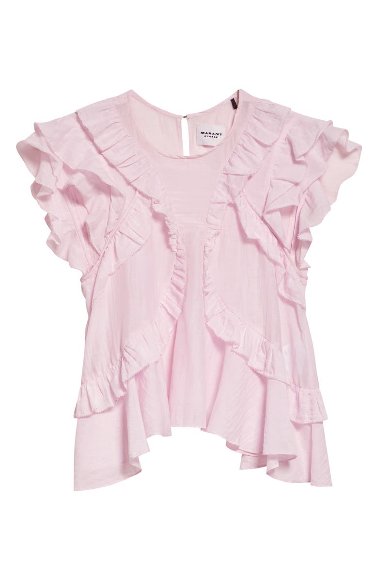 Isabel Marant Étoile Nalou Ruffle Detail Sleeveless Cotton Blend Top, Alternate, color, Light Pink