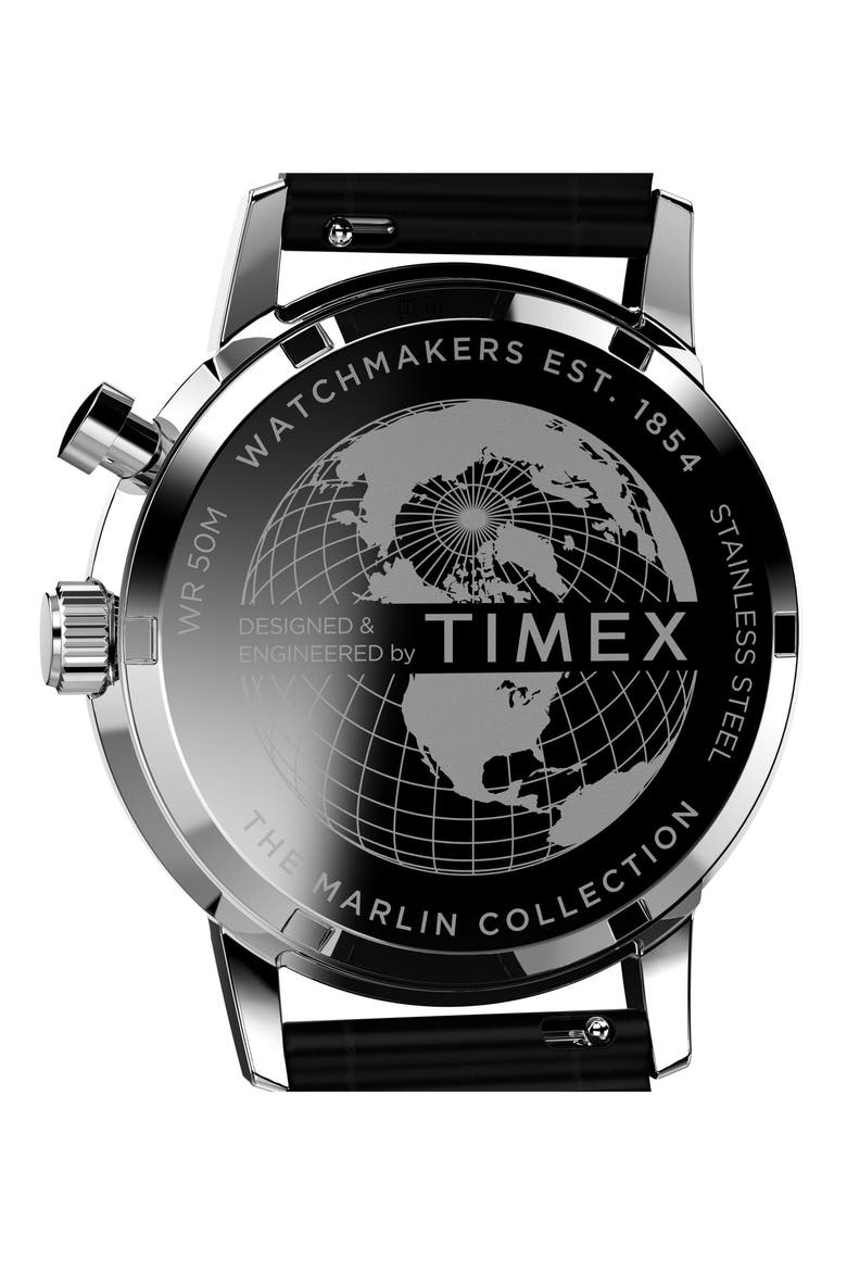 Marlin Moon Phase Leather Strap Watch, 40mm, Alternate, color, BLACK
