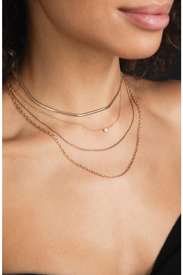 14K Gold Flat Snake Chain Necklace, Alternate, color, YELLOW GOLD