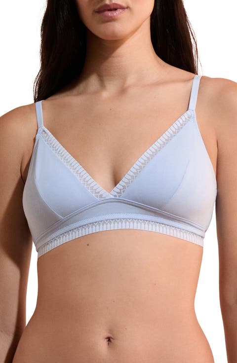 Happily Lace Trim Stretch Cotton Triangle Bralette