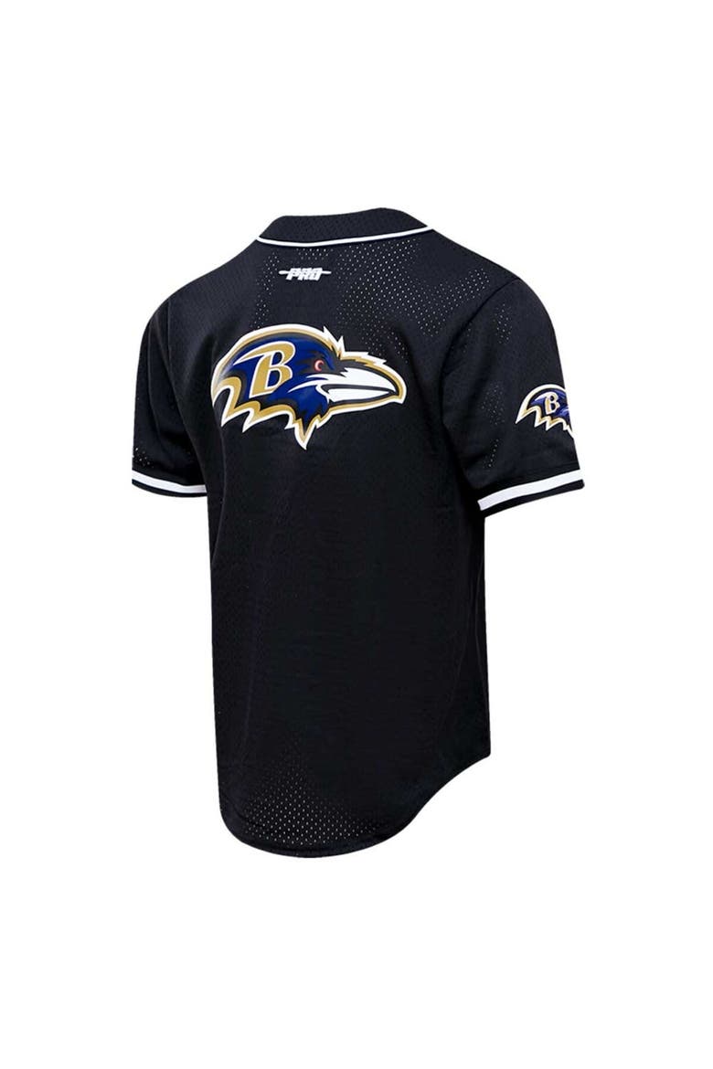 Men's Pro Standard Lamar Jackson Black Baltimore Ravens Mesh Baseball Button-Up T-Shirt, Alternate, color, Black