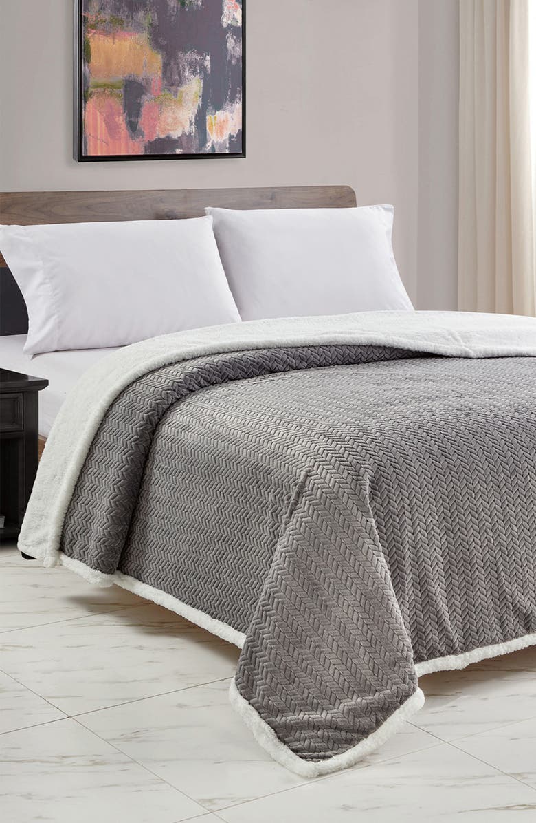 Luxury Home Jacquard Braided Throw Blanket, Alternate, color, Gray