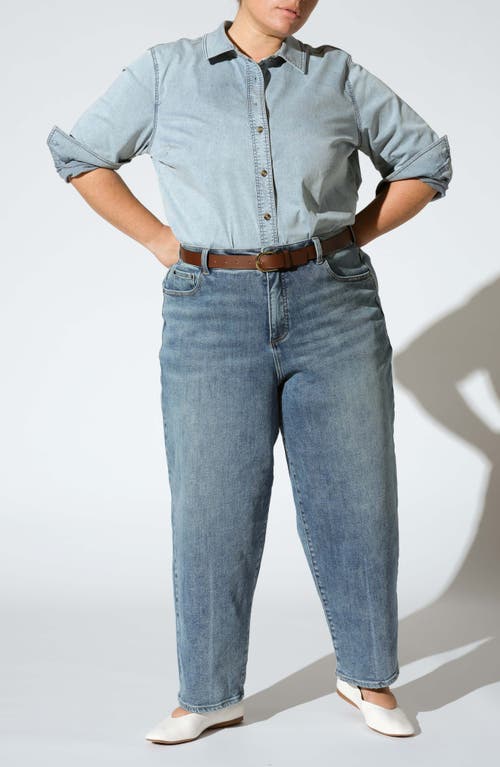 Universal Standard Lou High Waist Barrel Linen Blend Jeans In Blue