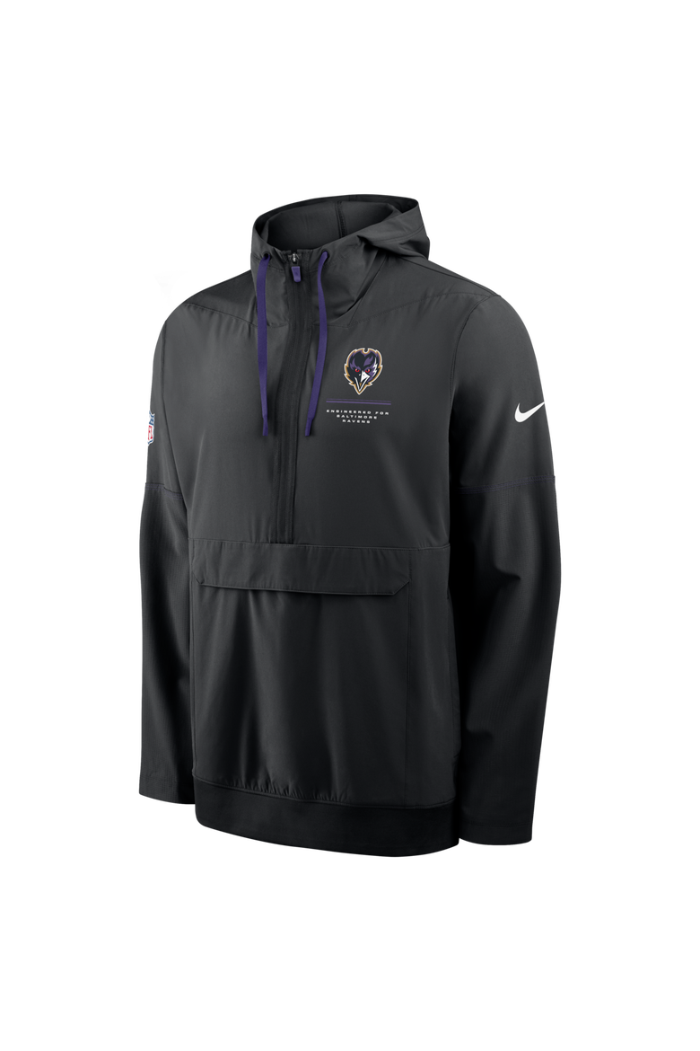 Men's Nike Black Baltimore Ravens Sideline Logo Glory Anorak Half-Zip Hooded Jacket, Alternate, color, Black