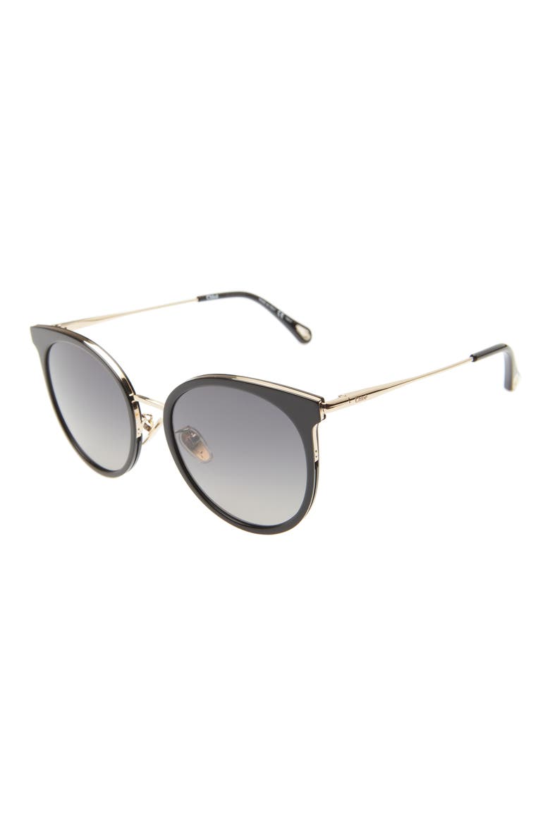 56mm Round Sunglasses, Alternate, color, BLACK