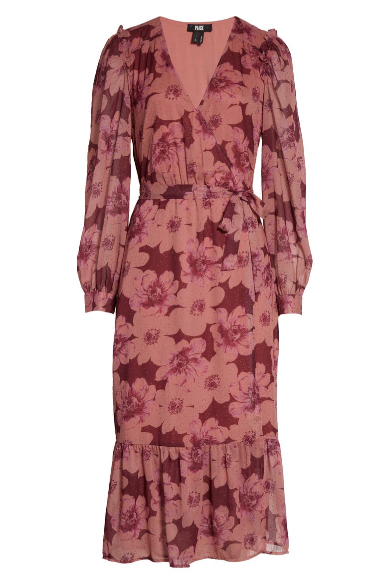 Aloe Long Sleeve Midi Wrap Dress, Alternate, color, MUTED MAUVE MULTI