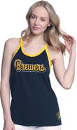G-III 4HER BY CARL BANKS Women's G-III 4Her by Carl Banks Navy Milwaukee Brewers Curveball Racerback Tank Top