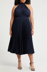 Marina Pleated High Neck Dress