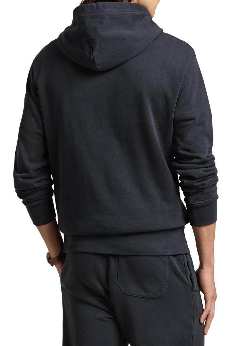Loopback Cotton Fleece Hoodie, Alternate, color, POLO BLACK