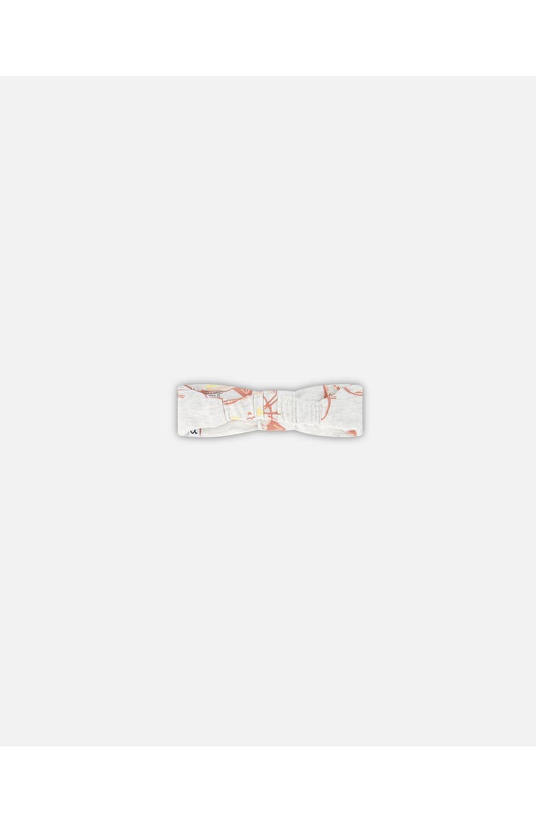 Deux par Deux Baby Girl's Organic Cotton Headband Heather Beige With Printed Cat, Alternate, color, Beige With Printed Cat