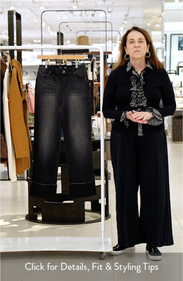 Cuffed Raw Hem Straight Leg Jeans, sales video thumbnail