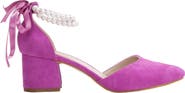 Forever & Always Shoes Miranda Low Block Heels with Pearls