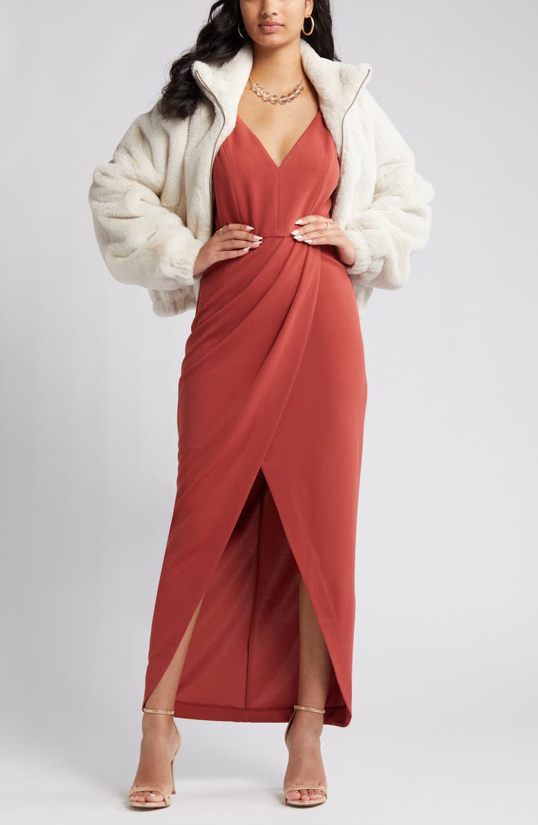 WAYF The Ines V-Neck Tulip Gown, Main, color,