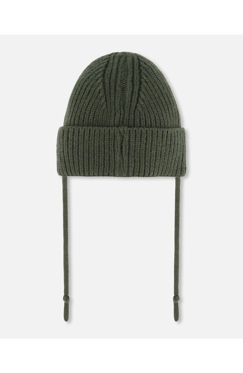 Deux par Deux Baby Boy's Mid-Season Knit Hat With Strings Forest Green, Alternate, color,