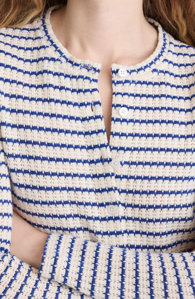 Madewell Textured Knit Button Front Cardigan, Alternate, color, Tuck Stitch Stripe