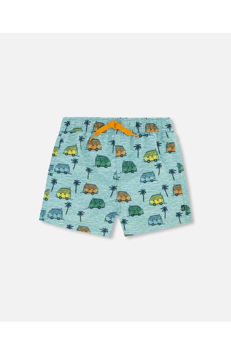 Deux par Deux Baby Boy's Mid-Thigh Boardshort Printed Beach Caravan, Main, color, 