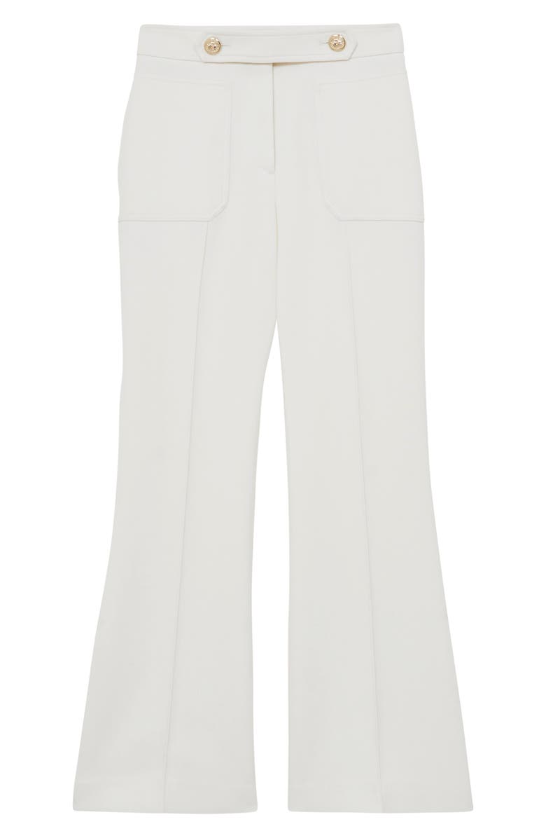 Reiss Lily Button Tab Flare Leg Pants, Alternate, color, White