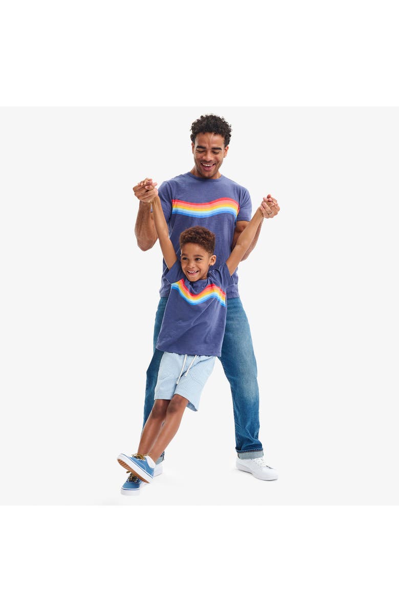 Primary Adult Rainbow Banner Wave Tee, Alternate, color, Sunwashed Navy