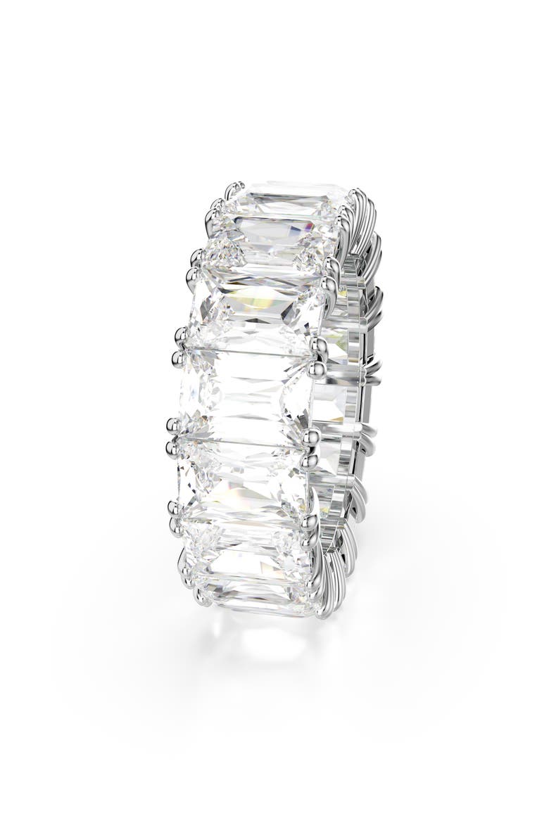 Matrix Baguette Crystal Eternity Ring, Alternate, color, WHITE GOLD