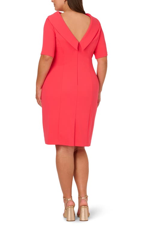 Adrianna Papell Foldover Neck V-back Sheath Dress In Beach Rose