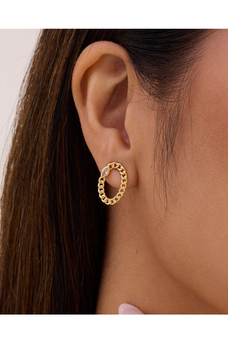 Cassia Curb Chain Oval Studs, Alternate, color, Gold