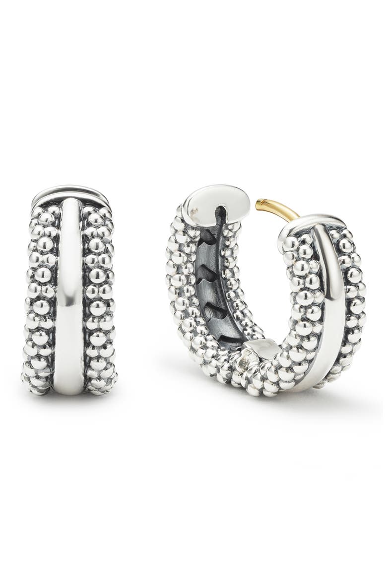 Signature Caviar Huggie Hoop Earrings (Nordstrom Exclusive), Alternate, color, SILVER