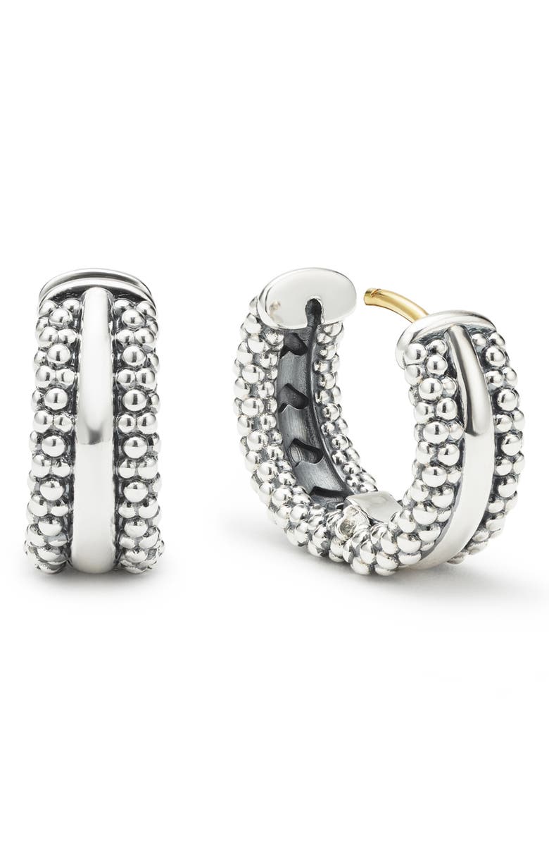 LAGOS Signature Caviar Huggie Hoop Earrings, Alternate, color, Silver