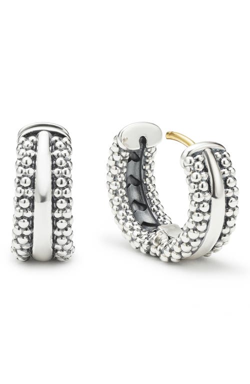 Lagos Signature Caviar Huggie Hoop Earrings In Metallic