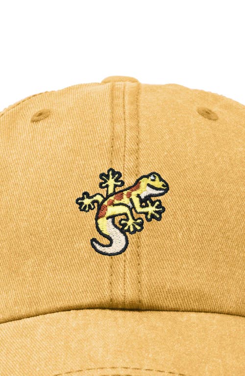 Dalix Gecko Embroidered Casual Cap In Washed Gold