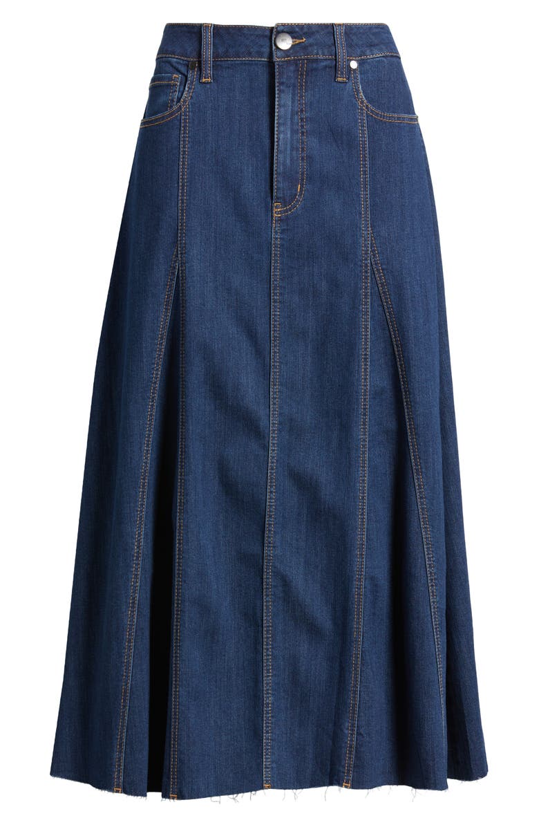 1822 Denim Raw Hem Denim A-Line Midi Skirt, Alternate, color, Quinlin
