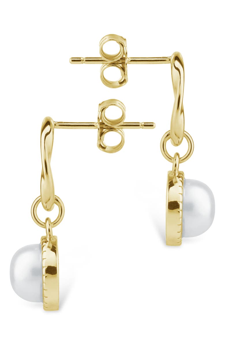 Sterling Forever Cline Cultured Pearl Drop Earrings, Alternate, color, Gold/ White