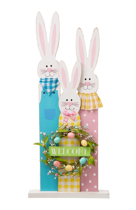 Easter Wooden Bunny Family Porch Decor