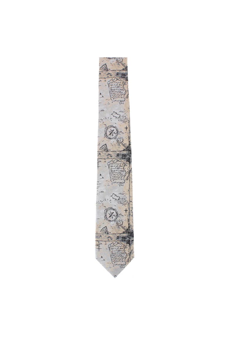 Sparrow's Bounty Treasure Map Silk Novelty Necktie, Alternate, color, Light Tan