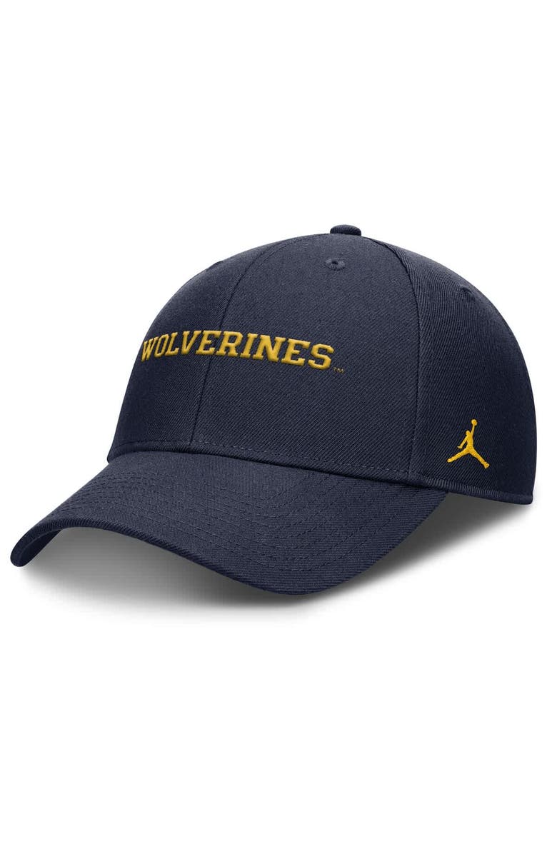 Jordan Brand Men's Jordan Brand Navy Michigan Wolverines 2025 On-Field Rise Performance Adjustable Hat, Main, color, Navy