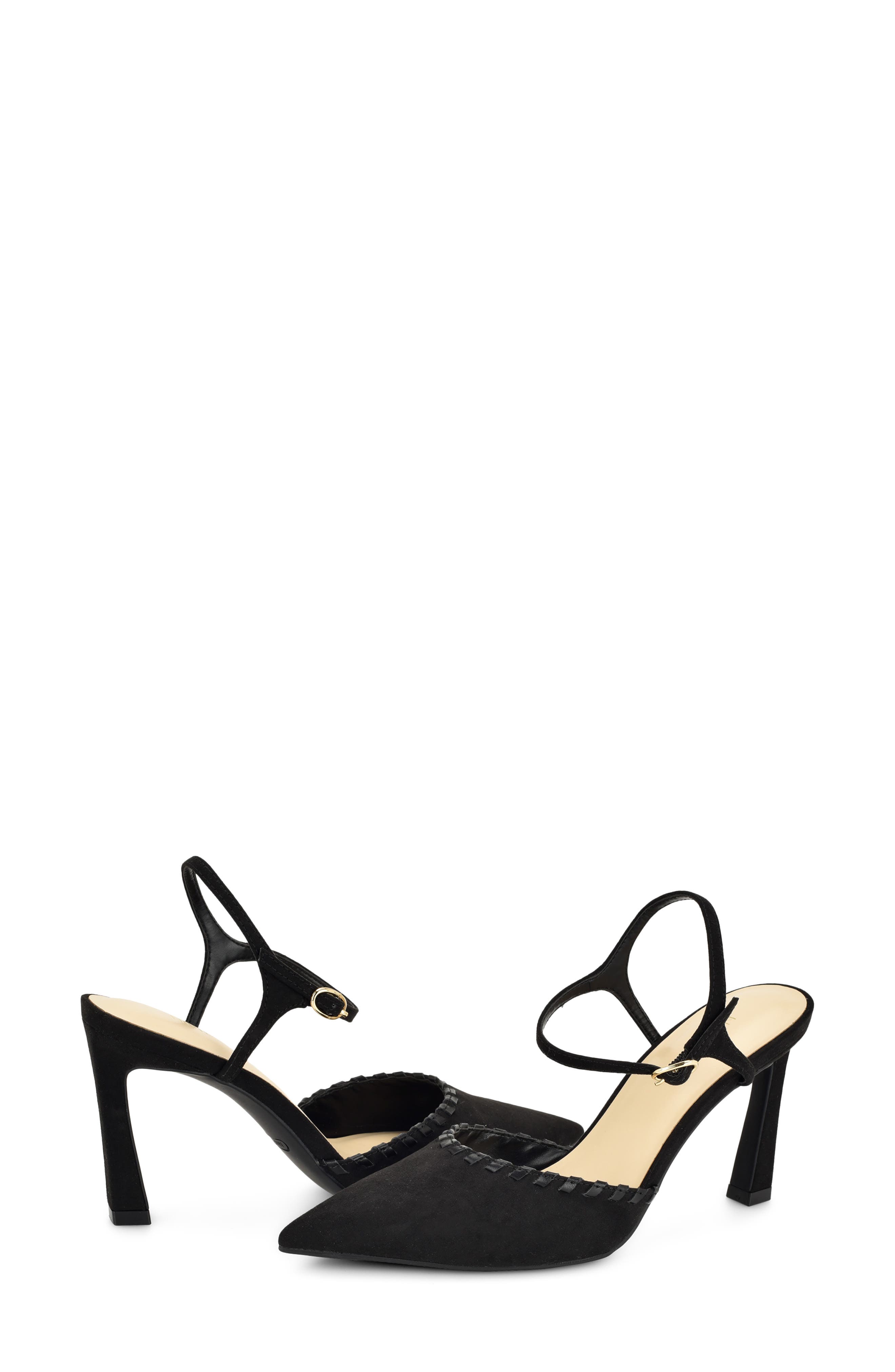 Dezo Faux Suede Pointed Toe Slingback Pump, Alternate, color, BLACK