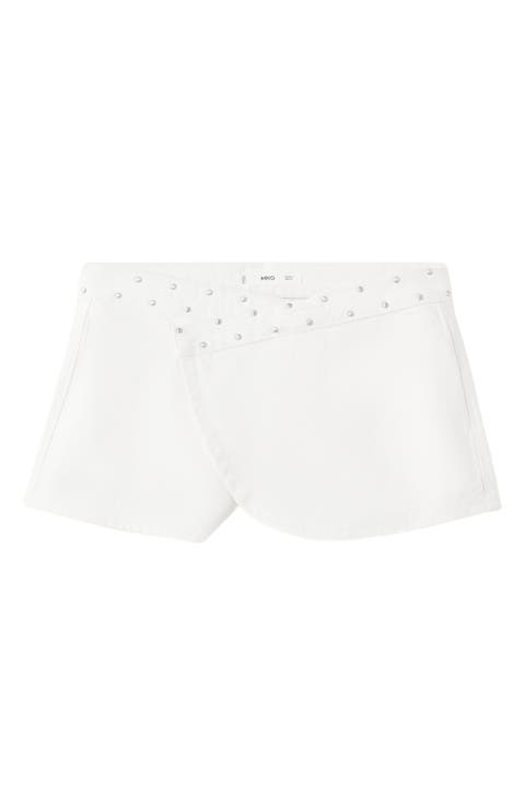 Asymmetric Denim Wrap Skort