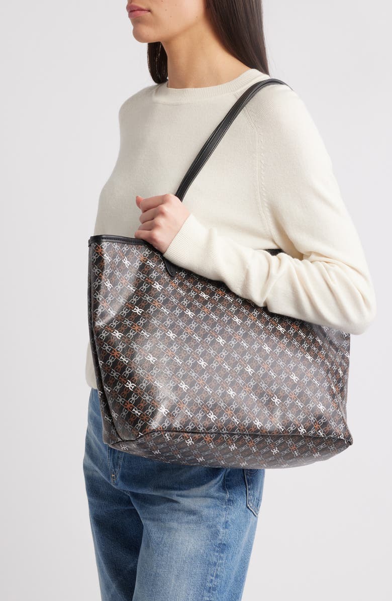 Sam Edelman Medium Harper Monogram Shopper Tote, Alternate, color, Black