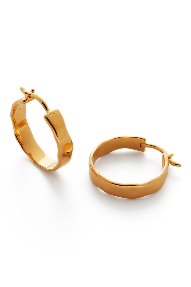 Siren Muse Wave Small Hoop Earrings, Main, color, YELLOW GOLD