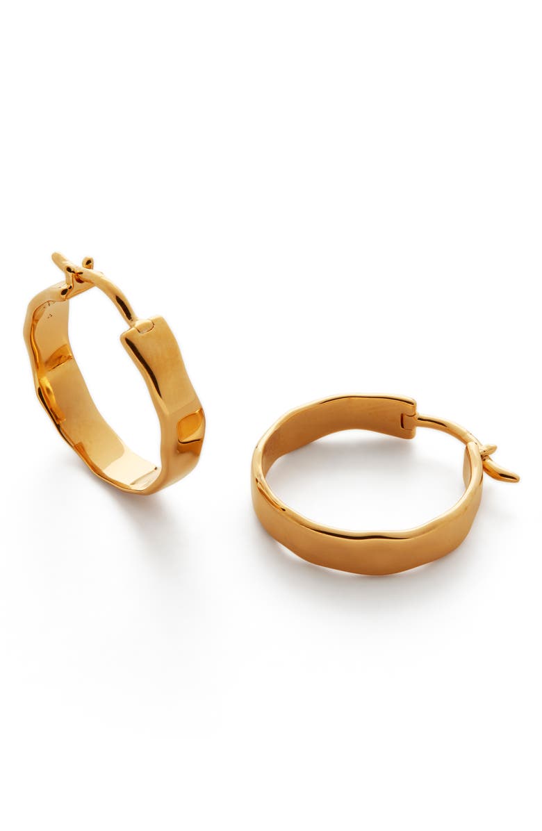 Monica Vinader Siren Muse Wave Small Hoop Earrings, Main, color, Yellow Gold