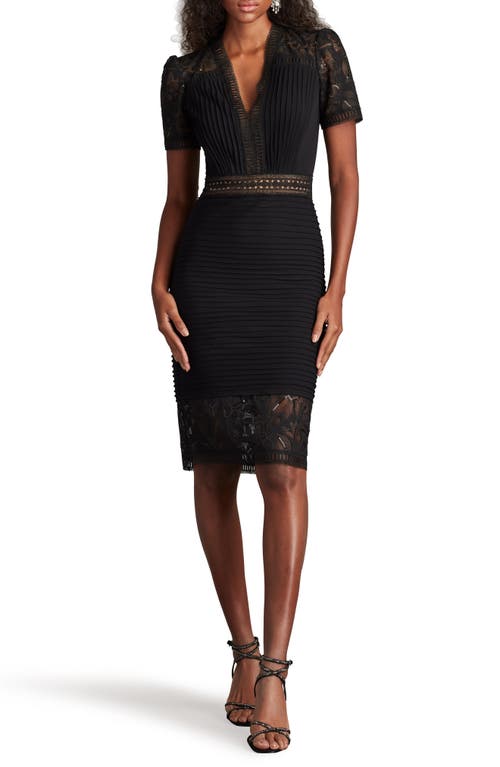 Tadashi Shoji Pintuck Lace Inset Cocktail Dress