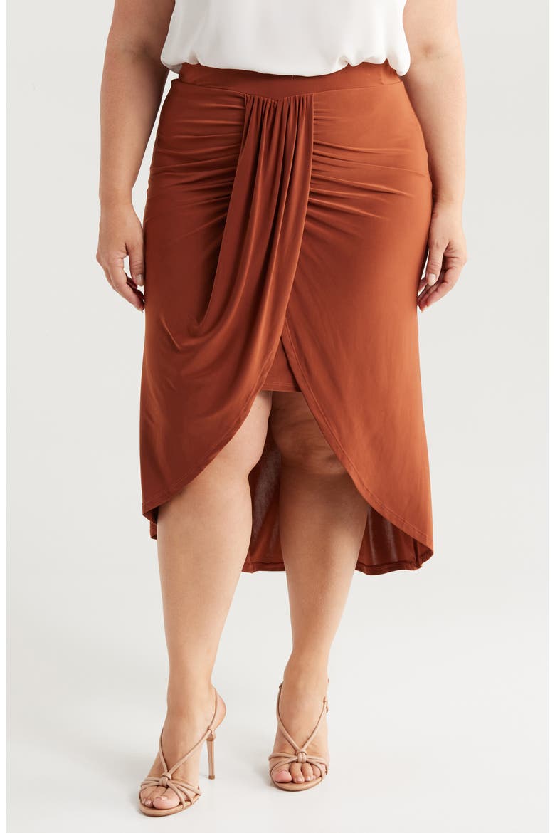 Draped Wrap Skirt, Main, color, TOBACCO