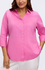 Foxcroft Mary Non-Iron Stretch Cotton Button-Up Shirt