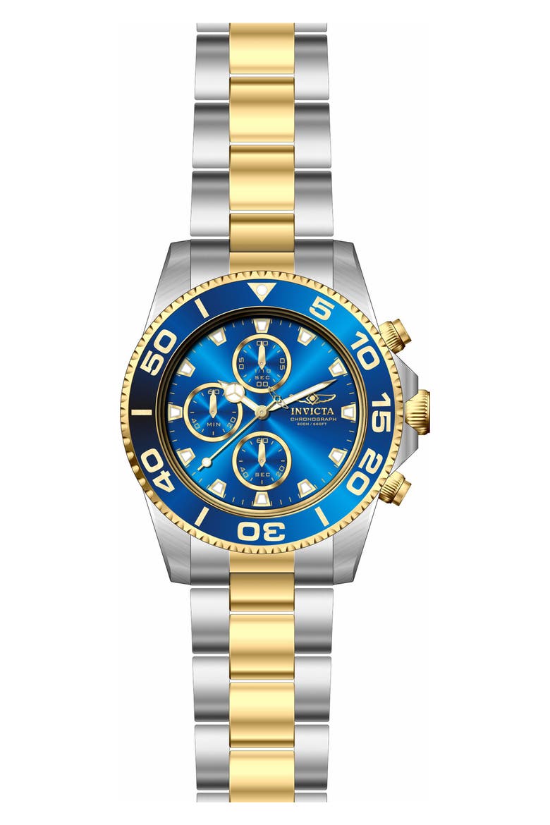 Pro Diver Chronograph Bracelet Watch, 43mm, Alternate, color, BLUE/ TWO TONE