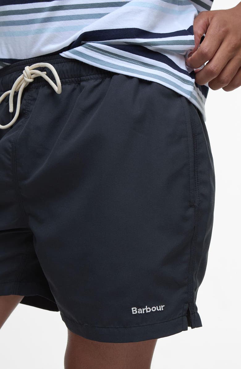 Barbour Staple Logo Swim Trunks, Alternate, color, Black